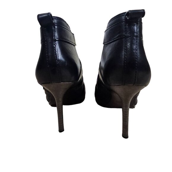 Coach Tessie Black Leather Heeled Booties Buckles Sz 10B Almond Toe Goth Baddie - Picture 3 of 10